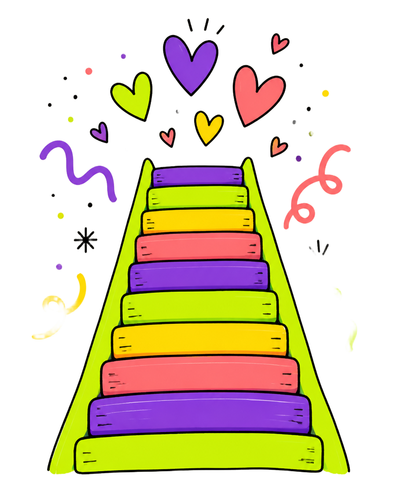 Escada colorida da aprendizagem